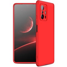 Case 4U Xiaomi Mi 11T 5g Kılıf 3 Parçalı Tam Koruma Sert Mika Ays Kapak Kırmızı