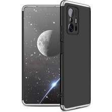 Case 4U Xiaomi Mi 11T 5g Kılıf 3 Parçalı Tam Koruma Sert Mika Ays Kapak Siyah Gümüş