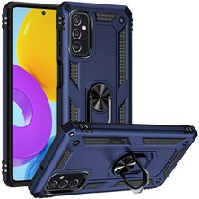 Case 4U Samsung Galaxy M52 Kılıf Çift Katmanlı Yüzüklü Manyetik Vega Kapak Lacivert