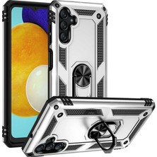 Case 4U Samsung Galaxy A13 Uyumlu Kılıf Çift Katmanlı Yüzüklü Manyetik Vega Kapak Gri