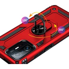 Case 4U Xiaomi Mi 11T 5g Kılıf Çift Katmanlı Yüzüklü Manyetik Vega Kapak Gri