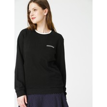 Aeropostale Artemis Bisiklet Yaka Uzun Kollu Standart Kalıp Düz Siyah Kadın Sweatshirt