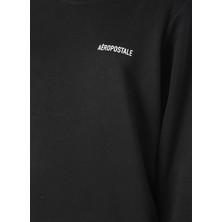 Aeropostale Artemis Bisiklet Yaka Uzun Kollu Standart Kalıp Düz Siyah Kadın Sweatshirt