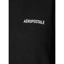 Aeropostale Artemis Bisiklet Yaka Uzun Kollu Standart Kalıp Düz Siyah Kadın Sweatshirt