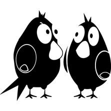 Stickrmarket | Şaşkın Kuşlar | Araba Laptop Duvar Folyo Sticker (Siyah)