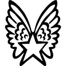 Stickrmarket | Kanatlı Yıldız | Araba Laptop Duvar Folyo Sticker (Siyah)