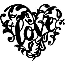 Stickrmarket | Yapraklı Love | Araba Laptop Duvar Folyo Sticker (Siyah)