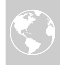Stickrmarket | Yuvarlak Dünya Haritası | Araba Laptop Duvar Folyo Sticker (Beyaz)