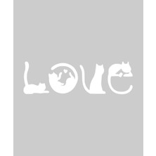 Stickrmarket | Kedilerden Love | Araba Laptop Duvar Folyo Sticker (Beyaz)