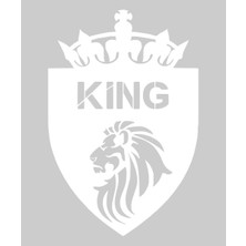Stickrmarket | Aslanlı King Arma | Araba Laptop Duvar Folyo Sticker (Beyaz)