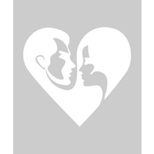 Stickrmarket | Kalp Içinde Çift | Araba Laptop Duvar Folyo Sticker (Beyaz)