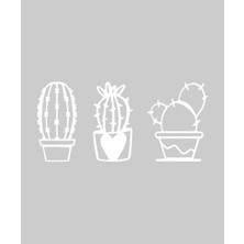 Stickrmarket | Kaktüs Seti | Araba Laptop Duvar Folyo Sticker (Beyaz)