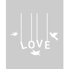Stickrmarket | Love ve Kuşlar | Araba Laptop Duvar Folyo Sticker (Beyaz)