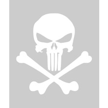 Stickrmarket | Punisher Kemikler | Araba Laptop Duvar Folyo Sticker (Beyaz)
