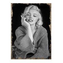 Webcenter Marilyn Monroe Siyah Beyaz Tasarım Ahşap Tablo 20CM x 30 cm