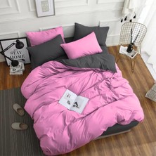 HAIFISCH Pembe -Füme Ranforce  Doğal Pamuklu =tek Kişilik= Çift Traflı Iki Renk Nevresim Takımı