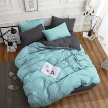 HAIFISCH Turkuaz -Füme Ranforce  Doğal Pamuklu Çift Kişilik Çift Traflı Iki Renk Nevresim Takımı