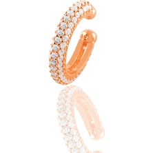 Adal Silver 925 Ayar Gümüş Rose Zirkon Taşlı Kıkırdak Küpe