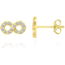 Adal Silver Kadın Gümüş Altın Yaldızlı Sonsuzluk Çivi Küpe