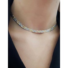 Adal Silver Kadın Italyan Choker 3 Renk Örgü Kolye