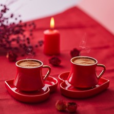 Emsan Sen ve Ben 2 Kişilik Kahve Fincan Takımı Kırmızı 90 ml