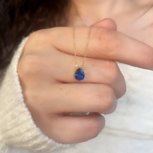 Kayra Lacivert Renk Altın Kolye AK171