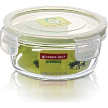Glassco Glassco-Lock Tempered Cam Yeşil Saklama Kabı 420 cc / 14,2 Oz Glassco-Lock Temperli Kilitli Saklama Kabı Yuvarlak 420 cc