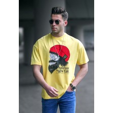 Madmext Erkek Desenli Sarı T-Shirt 5361