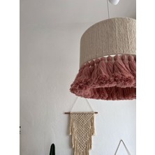 Aed Makrome Pembe Püsküllü Makrome Avize