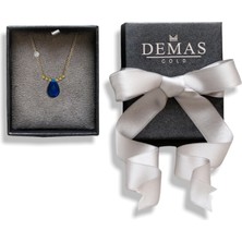 Demasgold  Pirlanta 14 Ayar Altin Dorikalı Safir Renkli Damla Taşlı Kolye