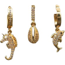 Gigi Giyim  Okyanus 3'lü Gold Küpe