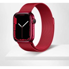 Kupa Apple Watch Uyumlu 7 41MM Metal Kordon Tel Örgü Tasarım Mıknatıslı Renkli Şık Kayış
