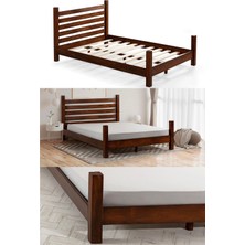 Zerka Concept Elegans Ithal Çam Masif Ahşap Başlıklı Karyola Ceviz 160 x 200 cm