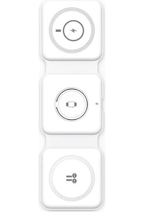ZORE Apple, Airpods, Apple Watch, Android Uyumlu Kablosuz Şarj Standı Wiwu Power Air M6 3 In 1