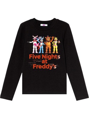 TakeTshirt Five Nights At Freddys Uzun Kol Çocuk Tişört Fnaf Siyah