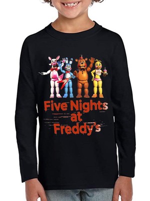 TakeTshirt Five Nights At Freddys Uzun Kol Çocuk Tişört Fnaf Siyah