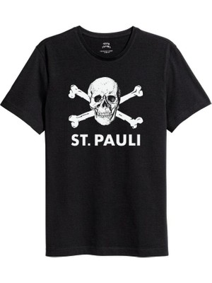 TakeTshirt St.pauli Skull Tişört Siyah Unisex