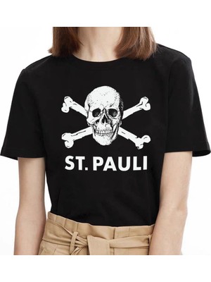 TakeTshirt St.pauli Skull Tişört Siyah Unisex