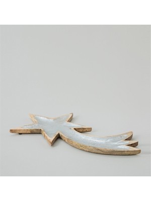 Chakra Shooting Star Servis Tabağı 55X26 cm Gümüş