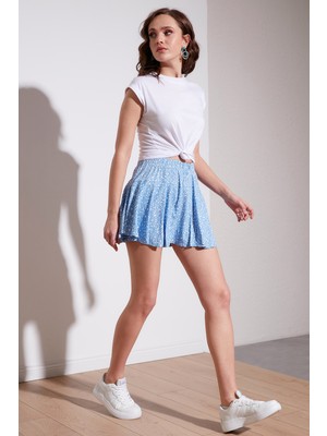 Lela Çiçekli Beli Lastikli Şort Etek Bayan Etek 5864024