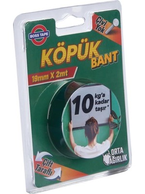 Geseus Boss Köpük Bant Montaj Aksesuar Yapıştırma Bandı 19MMX2MT 10KG Taşır