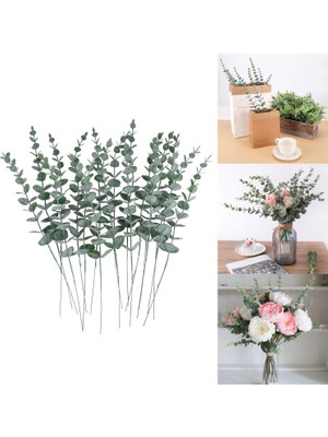 Eucyptus Yeşillik Yeşil Bitki Sahte Yerel Çiçek Düğün Dekor Için 18 Adet