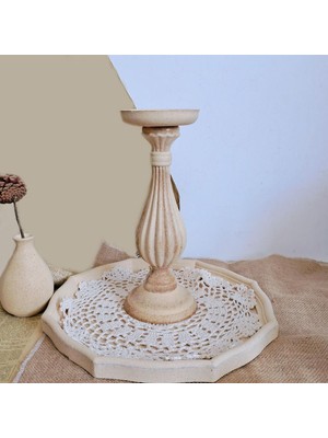 Rustik Standı Candlestick Çekim Çiftlik Evi Iç Mekan ve Açık 10.5 × 28 cm