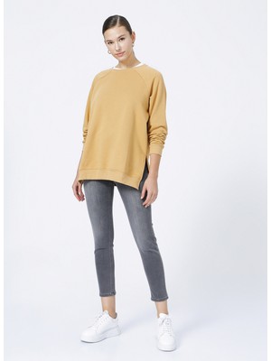 Fabrika Bisiklet Yaka Düz Deve Tüyü Kadın Sweatshırt FALU