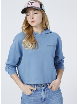 Aeropostale K-Gaia-Y Kapüşünlu Uzun KolBaskili Mavi Kadin Sweatshirt