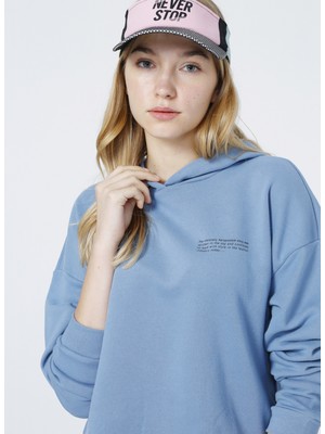 Aeropostale K-Gaia-Y Kapüşünlu Uzun KolBaskili Mavi Kadin Sweatshirt