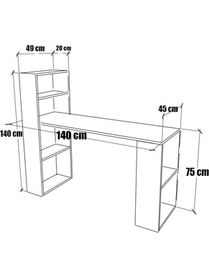 Sima Kitaplıklı Çalışma Masası (Siyah)