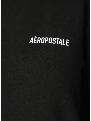 Aeropostale Artemis Bisiklet Yaka Uzun Kollu Standart Kalıp Düz Siyah Kadın Sweatshirt