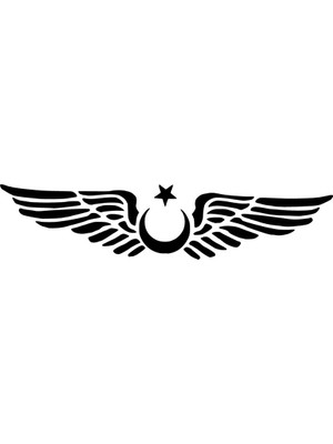 Sticker Usta | Kanatlı Ay Yıldız | Araba Laptop Duvar Folyo Sticker (Siyah)