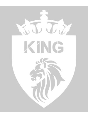 Stickrmarket | Aslanlı King Arma | Araba Laptop Duvar Folyo Sticker (Beyaz)